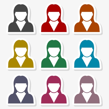 Avatar profile silhouette icon in different colors.のイラスト素材