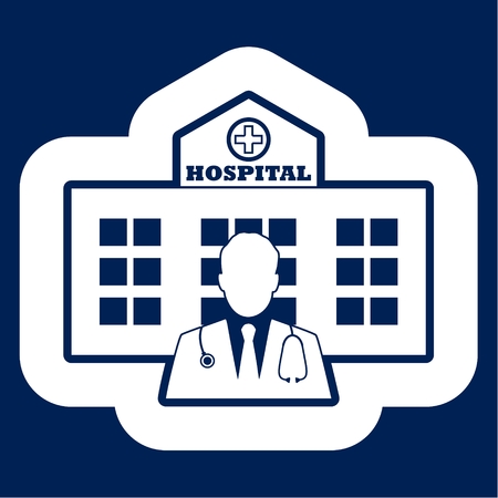 View of a hospital with doctor - Vector illustration.のイラスト素材