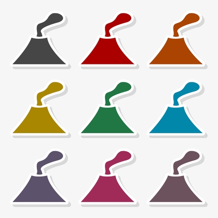 Volcano eruption icon in multi-color circle illustration.のイラスト素材