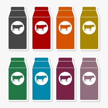 Milk Labels, Icons and Design Elements - Illustrationのイラスト素材