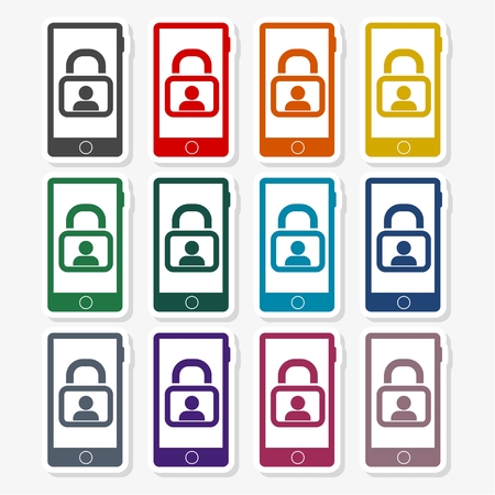 Technology security concept, Smart phoneのイラスト素材