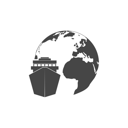 Logistics transport globe concept, Shipのイラスト素材
