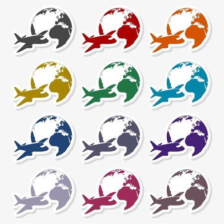 Logistics transport globe concept, Airplaneのイラスト素材