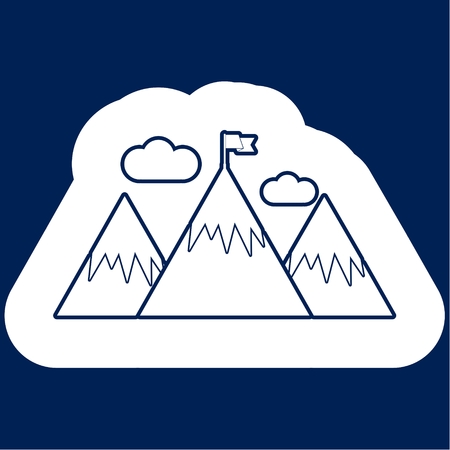 Flag on a Mountain peak, Mountain Illustrationのイラスト素材