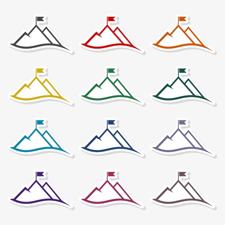 Flag on a Mountain peakのイラスト素材