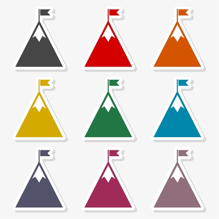 Flag on a Mountain peakのイラスト素材