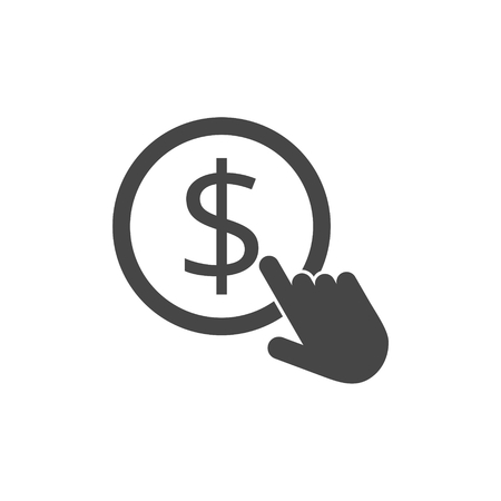 Hand Click icon. Currency exchange sign. Dollar coinのイラスト素材