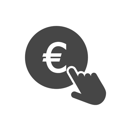 Hand Click icon. Currency exchange sign. Euro coinのイラスト素材