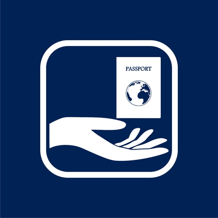Hand and passport. Getting or renewing passport. Flat vector illustrationのイラスト素材