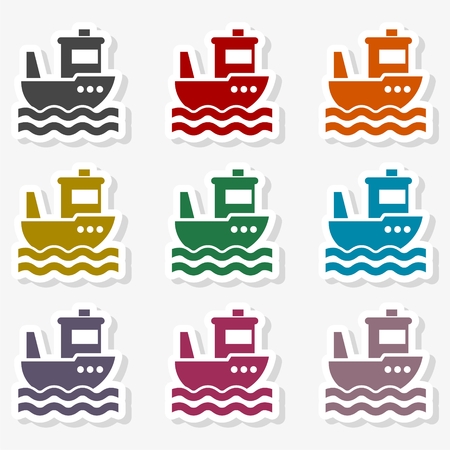 Fishing boat in the seaのイラスト素材
