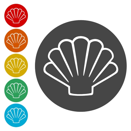 Sea Shell Flat Icons set - vector Illustrationのイラスト素材
