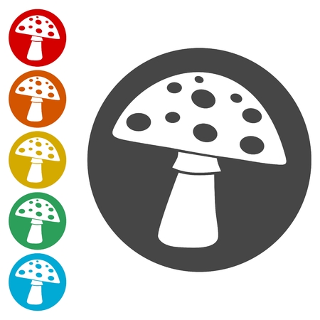 Mushroom Icons set Flat Graphic Design - Illustrationのイラスト素材