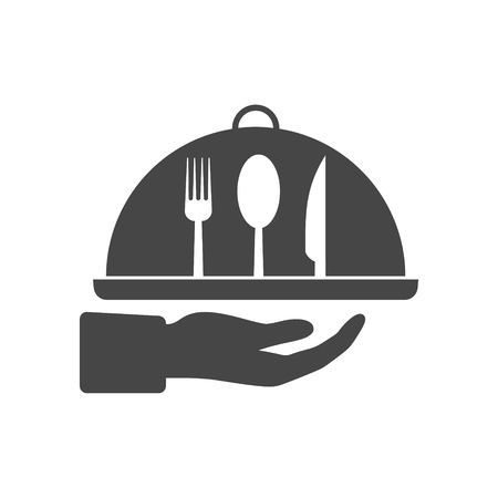Food cover vector icon, Food Serving Tray Platter Iconのイラスト素材
