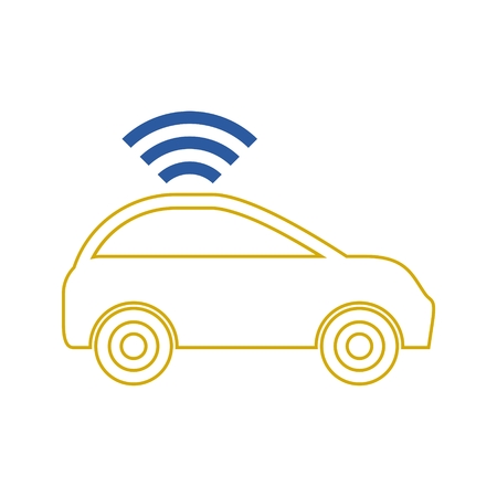 The Connected Car. Smart car icon with wireless connectivity symbolのイラスト素材