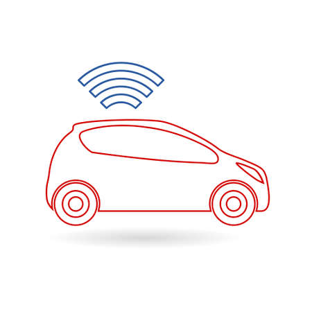 The connected car. Smart car icon with wireless connectivity symbolのイラスト素材