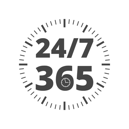 Open 24/7 - 365, 24/7 365, 24/7 365 signのイラスト素材