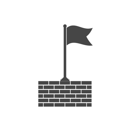Flag Icon, Pyramid with flag on wallのイラスト素材
