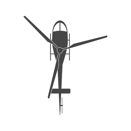 Helicopter icon, Black silhouette of helicopterのイラスト素材