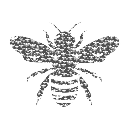 Black Bee Silhouette isolated on white backgroundのイラスト素材