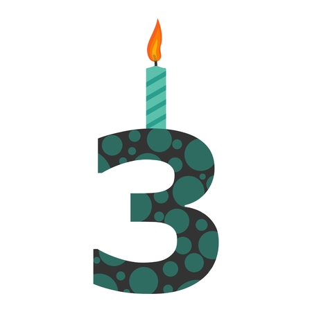 Burning birthday candles number 3のイラスト素材