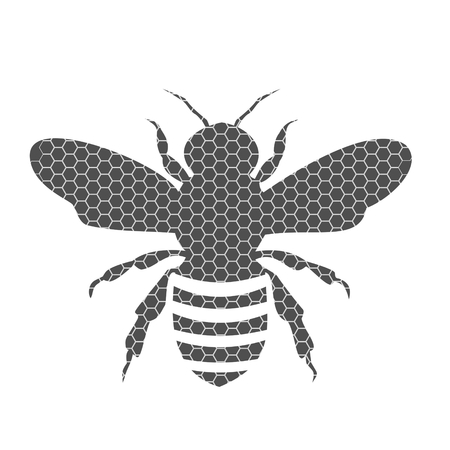 Black Bee Silhouette isolated on white backgroundのイラスト素材