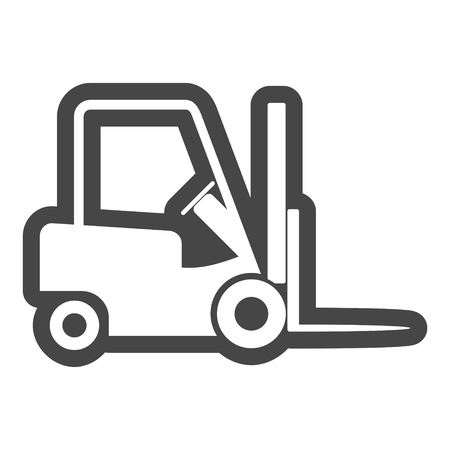 Line Forklift icon, Forklift truck side and front silhouetteのイラスト素材