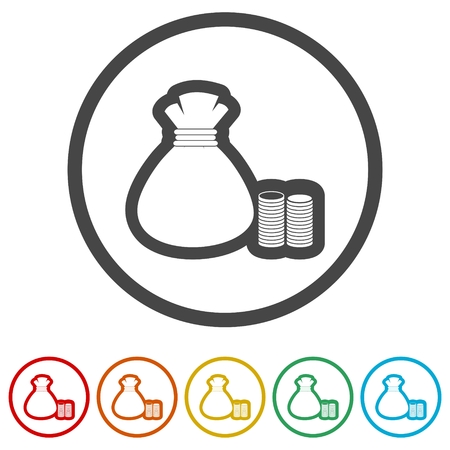 Money bag sign icon. 6 Colors Includedのイラスト素材