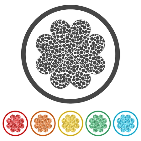 Simple icon clover leaf, four leaf clover vector illustration, 6 Colors Includedのイラスト素材