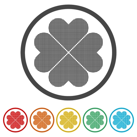 Simple icon clover leaf, four leaf clover vector illustration, 6 Colors Includedのイラスト素材