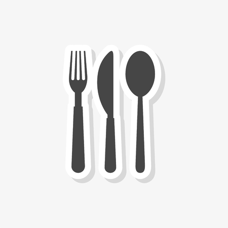 Restaurant Sign, Spoon, Fork and Knife sticker, simple vector iconのイラスト素材