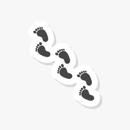 Trail of human bare footsteps sticker, simple vector iconのイラスト素材
