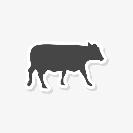 Cow silhouette sticker, simple vector iconのイラスト素材
