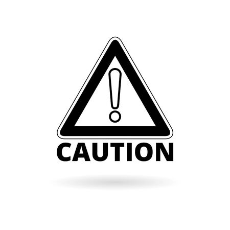 Illustration for Attention caution sign sticker, simple vector icon - Royalty Free Image