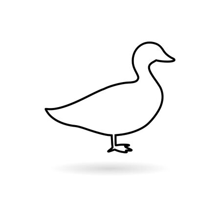 The silhouette of a goose or duck sticker, simple vector iconのイラスト素材
