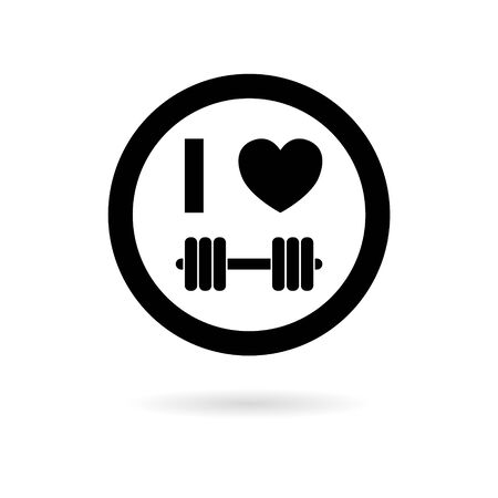 Gym dumbbell flat design, Cross fit sticker, simple vector iconのイラスト素材