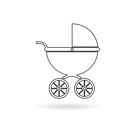 Baby Stroller sticker (Silhouette), simple vector iconのイラスト素材