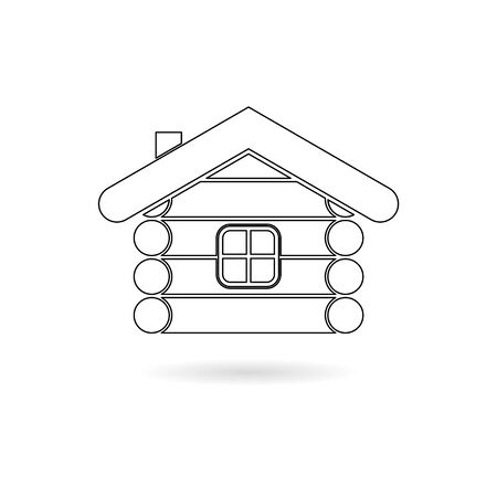 Wood log house sticker, simple vector iconのイラスト素材