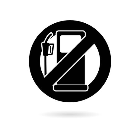 No Gas Sign, No fuel warning sign sticker, simple vector iconのイラスト素材