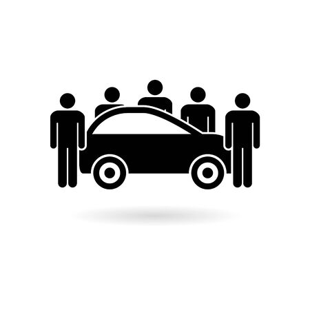 Car Sharing sticker, Car sharing Symbol, simple vector iconのイラスト素材