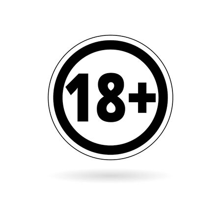 18+ age restriction sign, Vector eighteen sticker, simple vector iconのイラスト素材