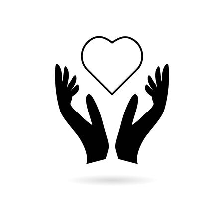 Heart in hands sign sticker, Donation icon, simple vector iconのイラスト素材