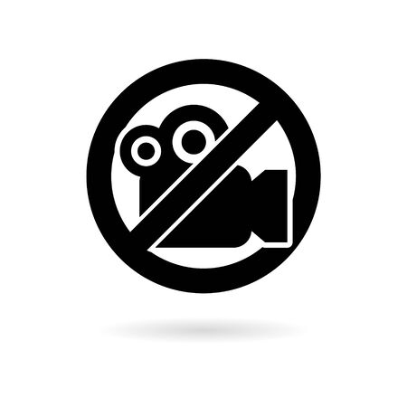No record video sticker, No shoot video sign, simple vector iconのイラスト素材