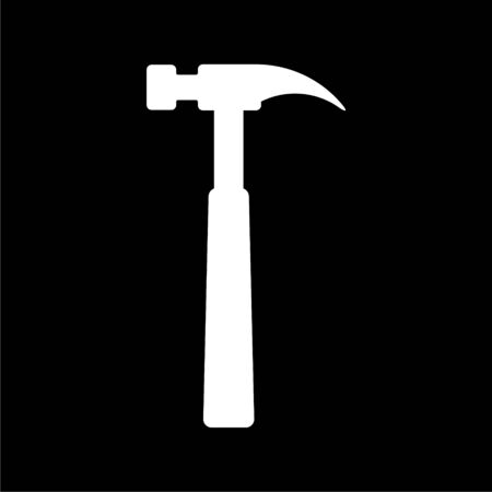 Hammer icon, House repair hammer flat icon on dark backgroundのイラスト素材