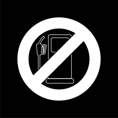 No Gas Sign, No fuel warning sign icon on dark backgroundのイラスト素材