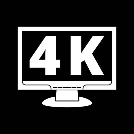 4K tv icon, Ultra HD 4K icon on dark backgroundのイラスト素材