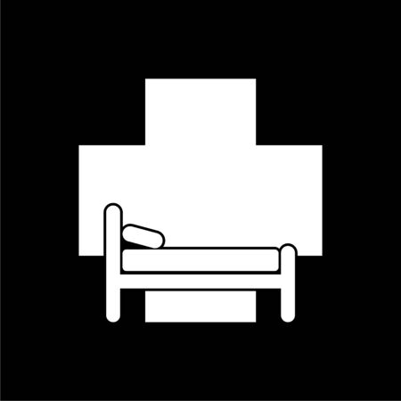 Hospital bed icon, Hotel sign on dark backgroundのイラスト素材
