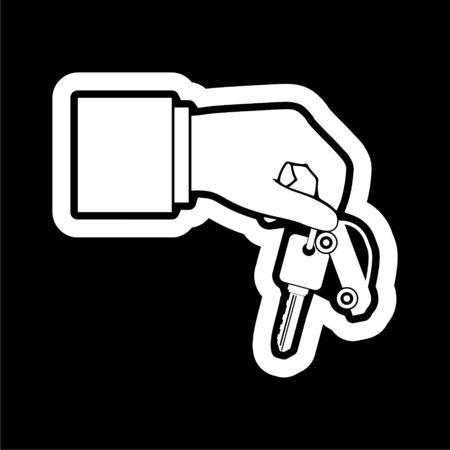 Hand giving car keys, Car Sharing icon on dark backgroundのイラスト素材