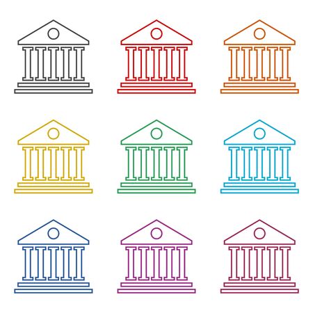 Bank building icon, color icons setのイラスト素材