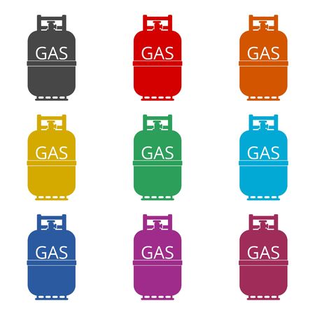 Gas bottle icon, color icons setのイラスト素材