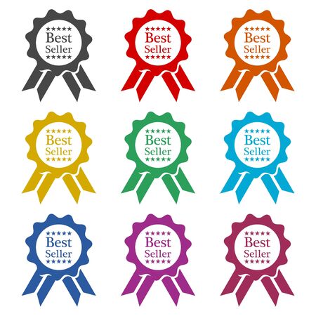 Best Seller Ribbon icon, color icons setのイラスト素材